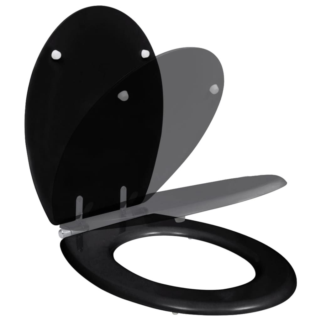 Sedile WC in MDF Coperchio Chiusura Ammortizzata Semplice Nero vidaXL