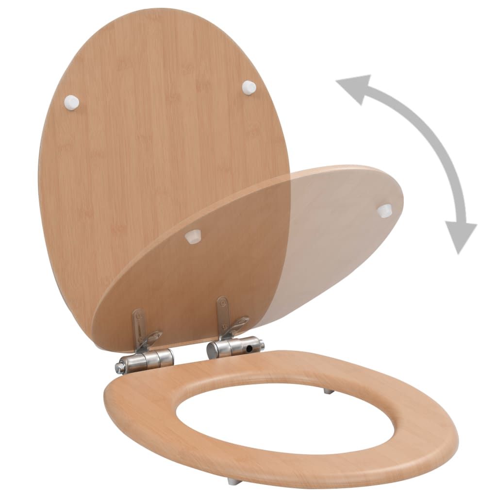 Tavoletta WC Coperchio Chiusura Morbida MDF Design a Bambù vidaXL
