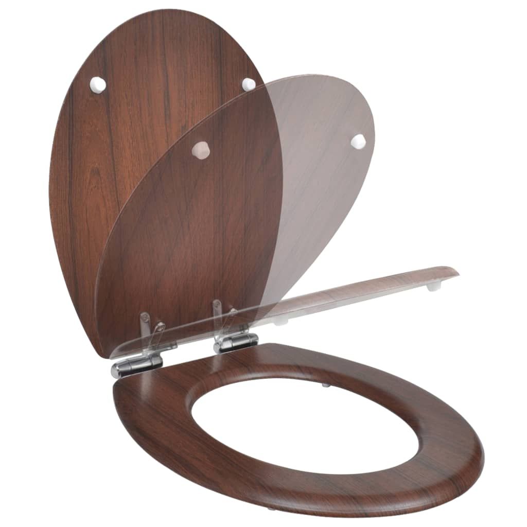 Sedile WC MDF Coperchio Chiusura Ammortizzata Semplice Marrone vidaXL
