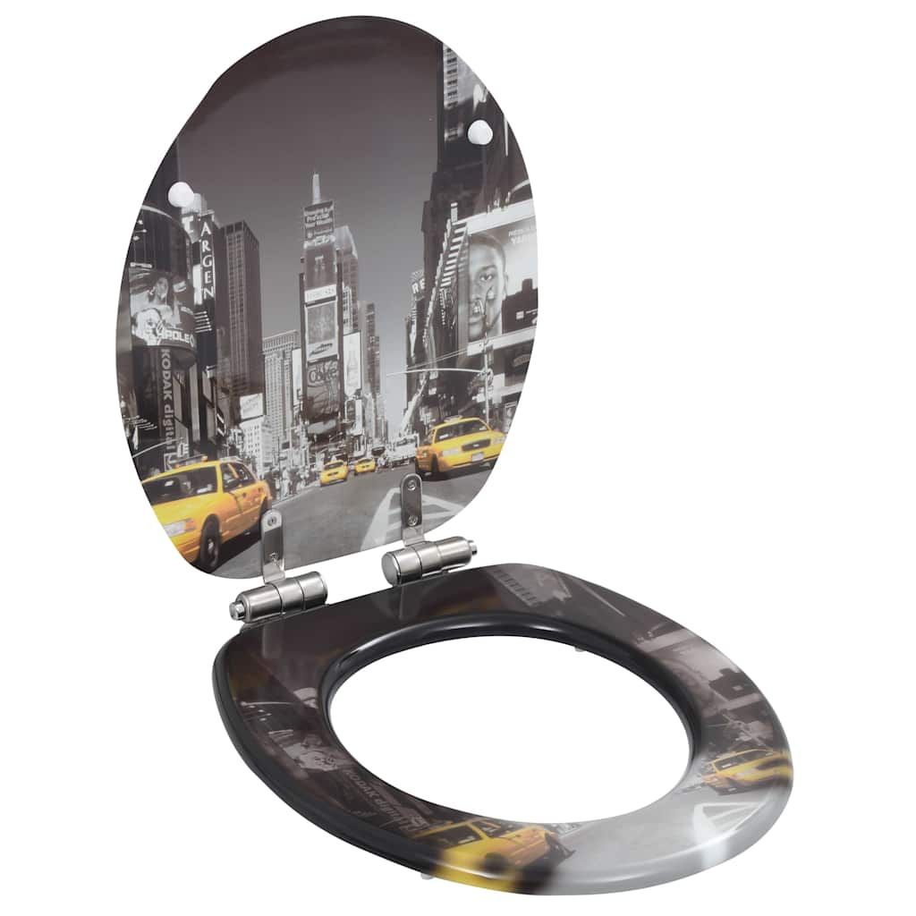 Copriwater 2pz con Chiusura Ammortizzata in MDF Design New York vidaXL