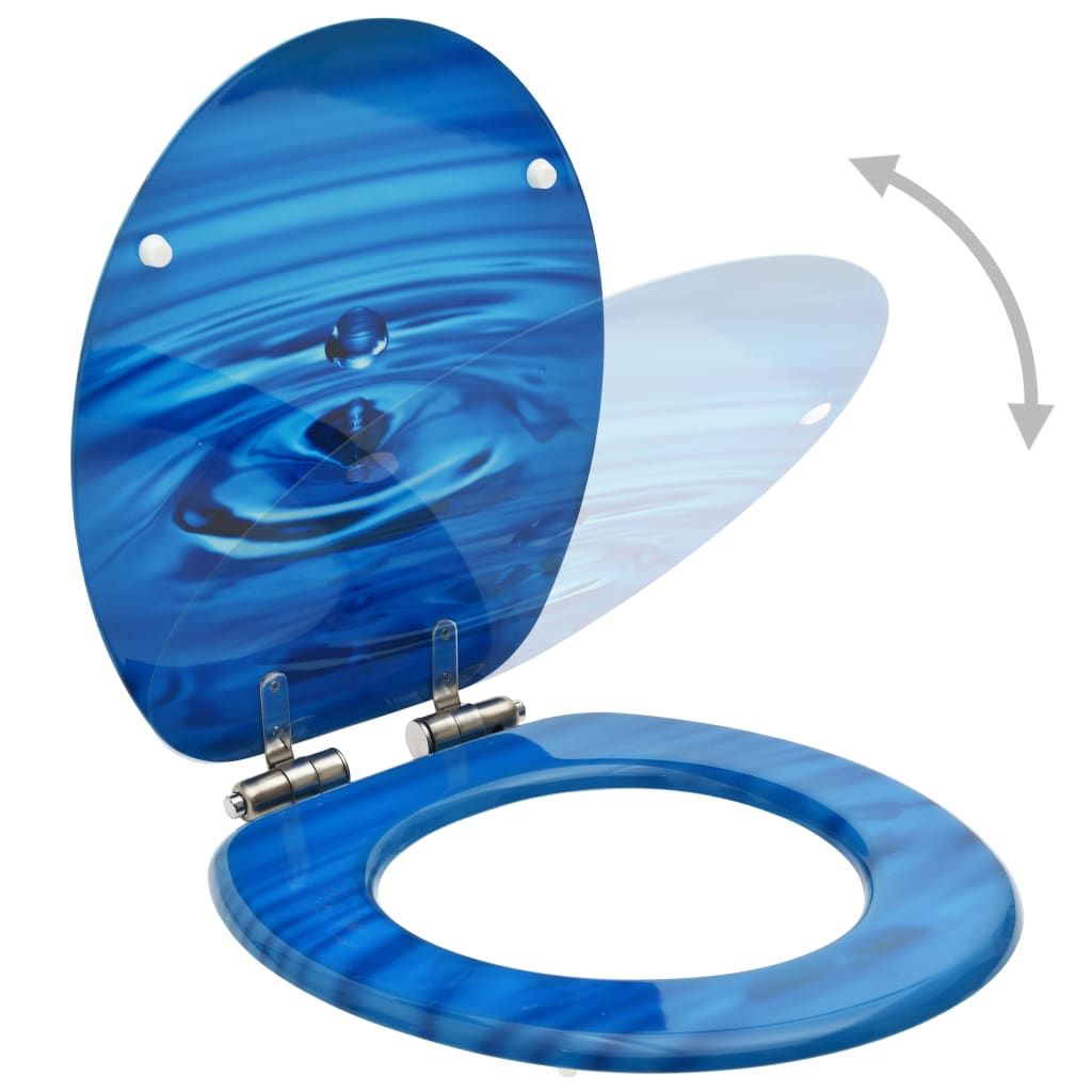Tavoletta WC a Chiusura Ammortizzata in MDF Blu Goccia d'Acqua vidaXL