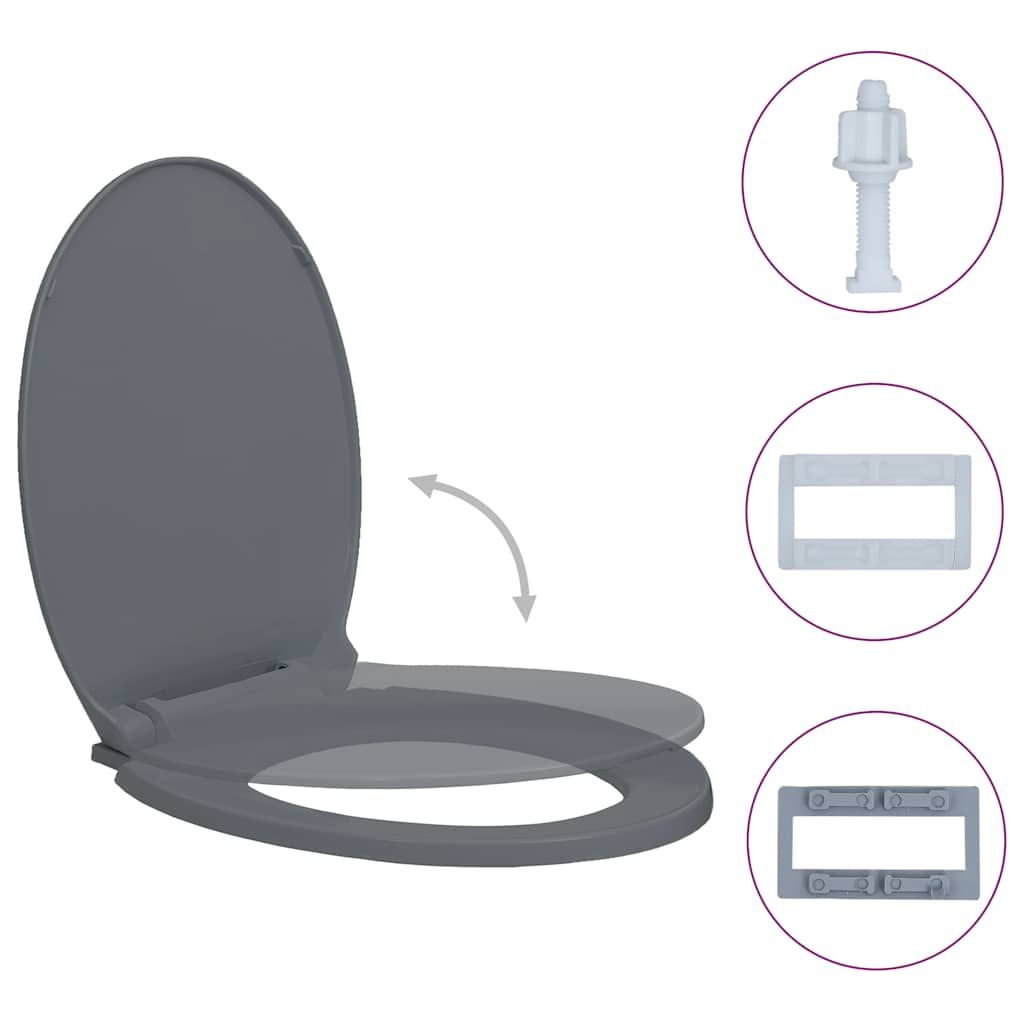 Tavoletta WC a Chiusura Ammortizzata Grigio Ovale vidaXL