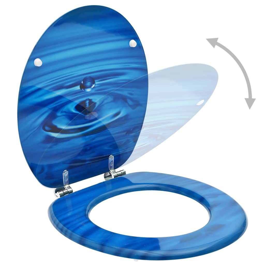Tavoletta WC con Coperchio MDF Blu Design Goccia d'Acqua vidaXL