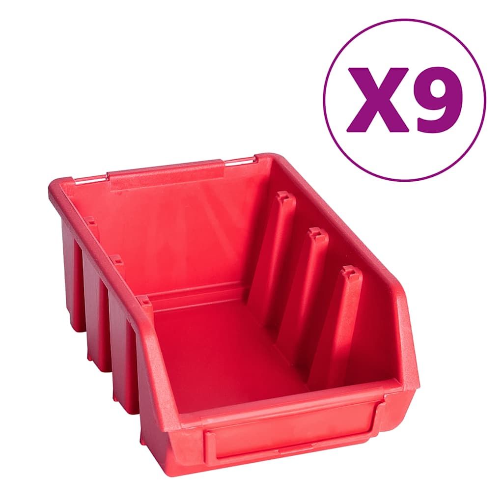 Kit Contenitori 103 pz con Pannelli a Parete Rosso e Nero vidaXL