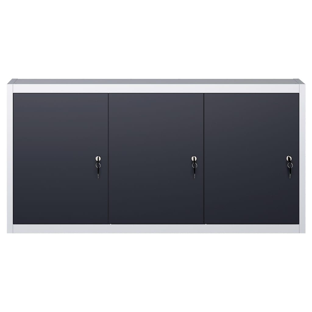 Armadio a Parete Stile Industriale in Metallo Grigio Nero vidaXL