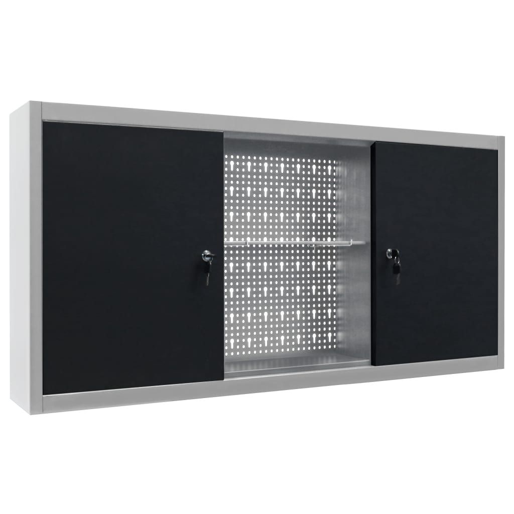Armadio a Parete Stile Industriale in Metallo Grigio Nero vidaXL
