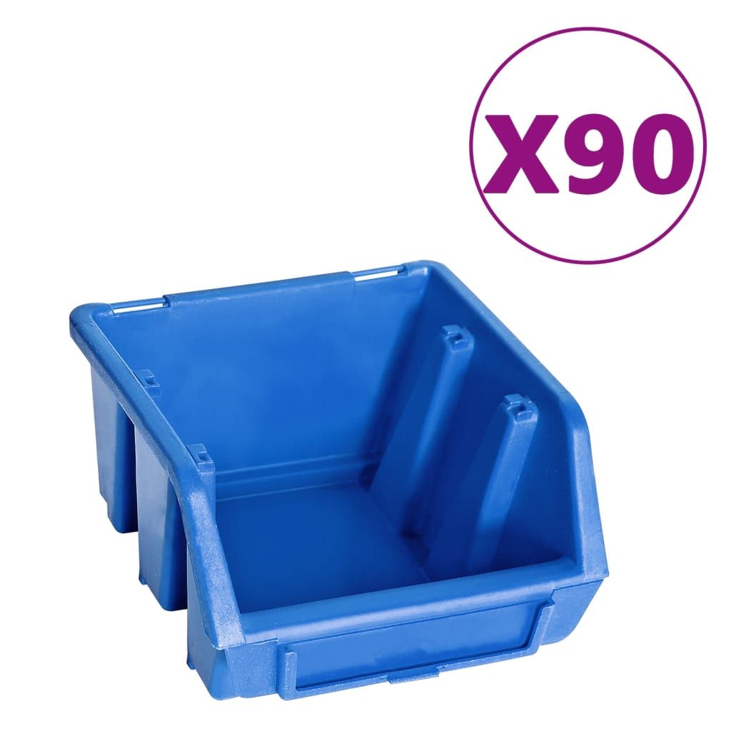 Kit Contenitori 96 pz con Pannelli a Parete Blu e Nero vidaXL