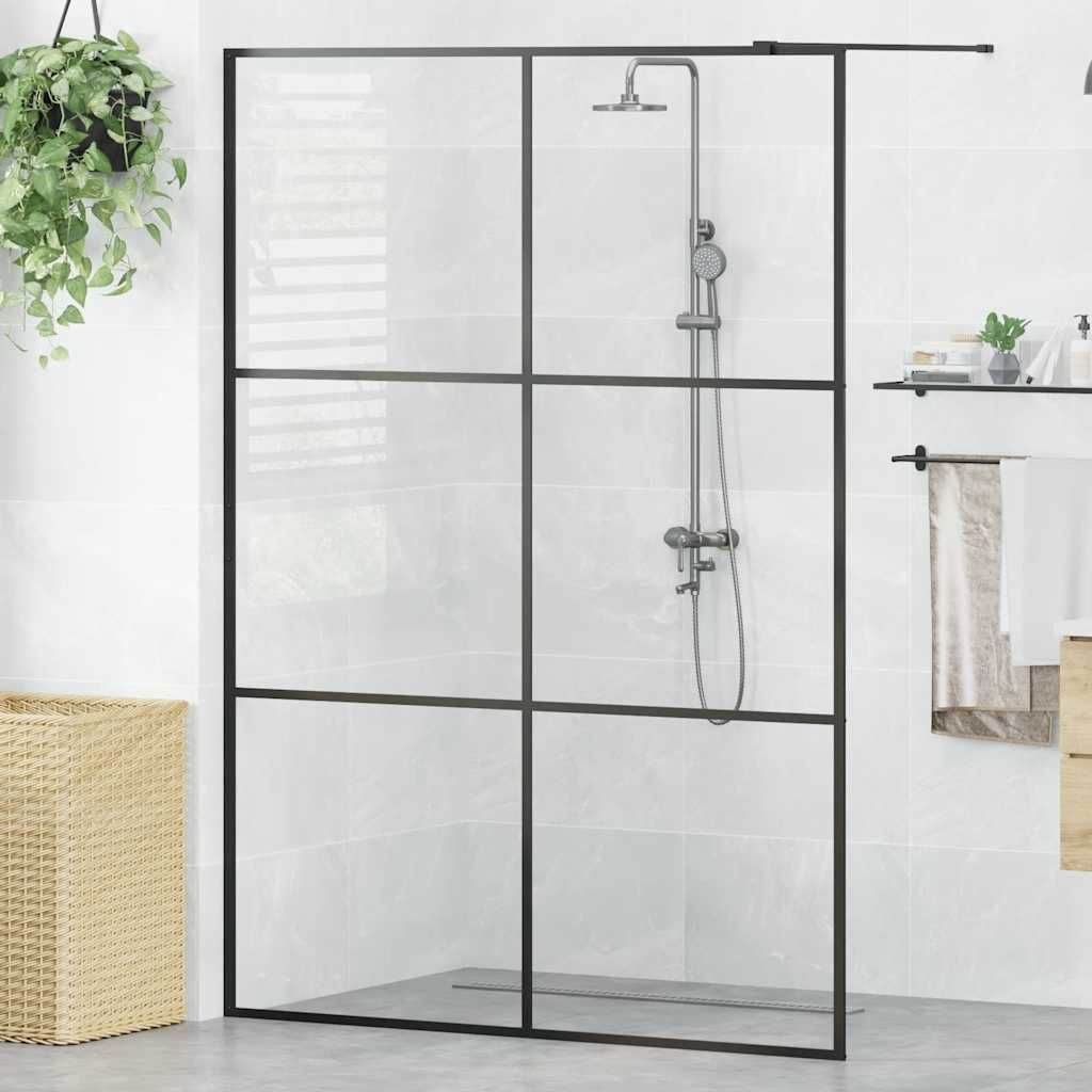 Parete per Doccia Walk-in Vetro Trasparente ESG 140x195cm Nera vidaXL