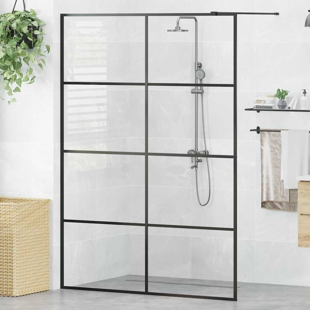 Parete Doccia Walk-in in Vetro Trasparente ESG 140x195cm Nera vidaXL
