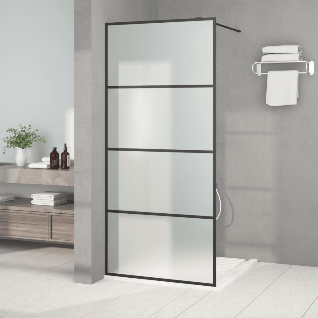 Parete Doccia Walk in Nera 90x195 cm Vetro Smerigliato ESG vidaXL