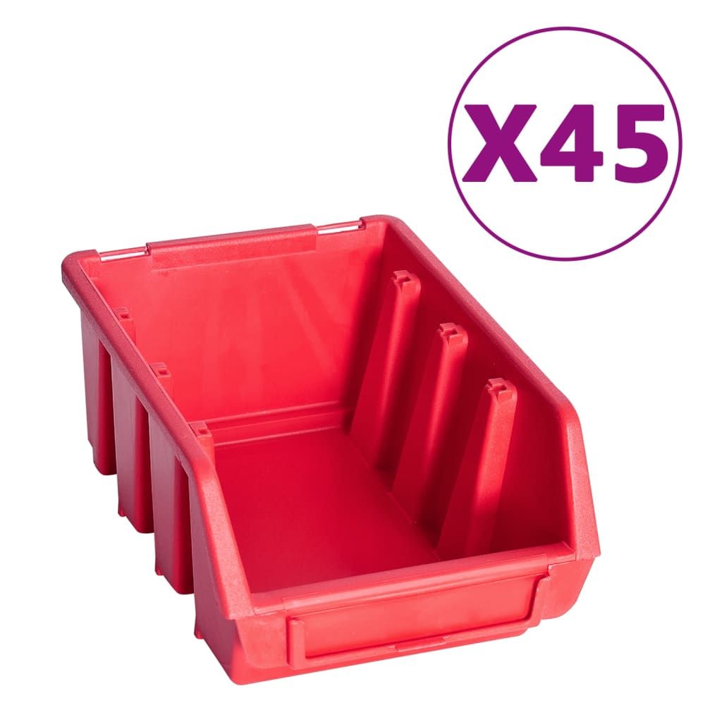 Kit Contenitori 96 pz con Pannelli a Parete Rosso e Nero vidaXL