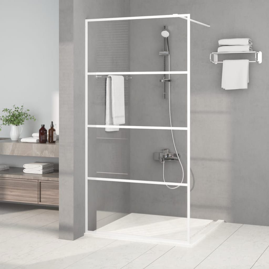 Parete Doccia Walk in Bianca 100x195 cm Vetro Trasparente ESG vidaXL