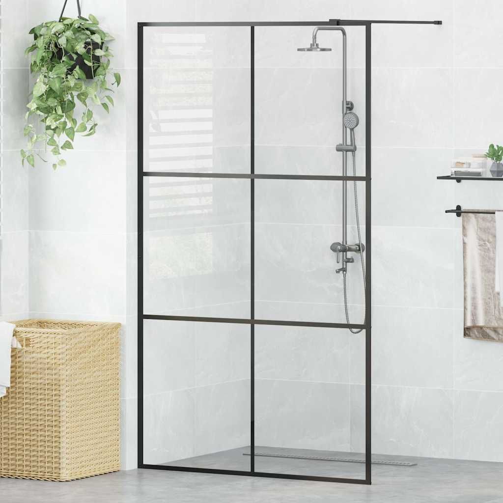 Parete per Doccia Walk-in Vetro Trasparente ESG 115x195cm Nera vidaXL