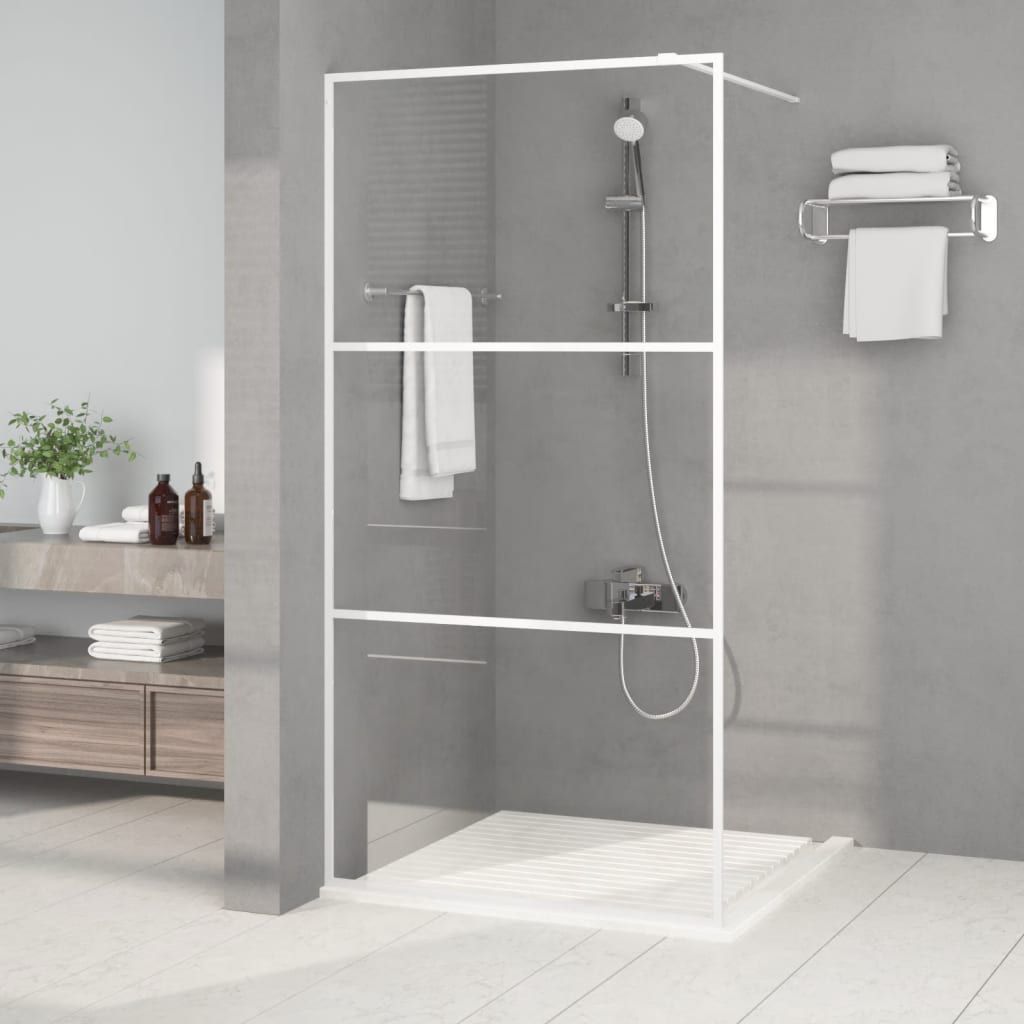 Parete Doccia Walk in Bianca 100x195 cm Vetro Trasparente ESG vidaXL
