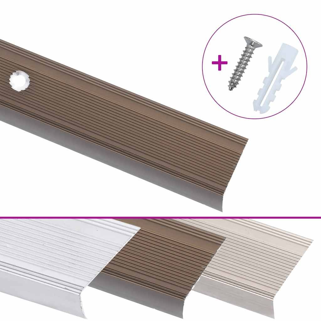 Profili a L per Gradini 15 pz in Alluminio 100 cm Marrone vidaXL