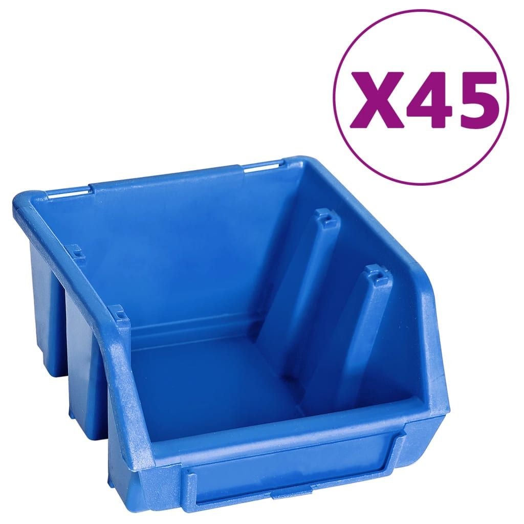 Kit Contenitori 48 pz con Pannelli a Parete Blu e Nero vidaXL
