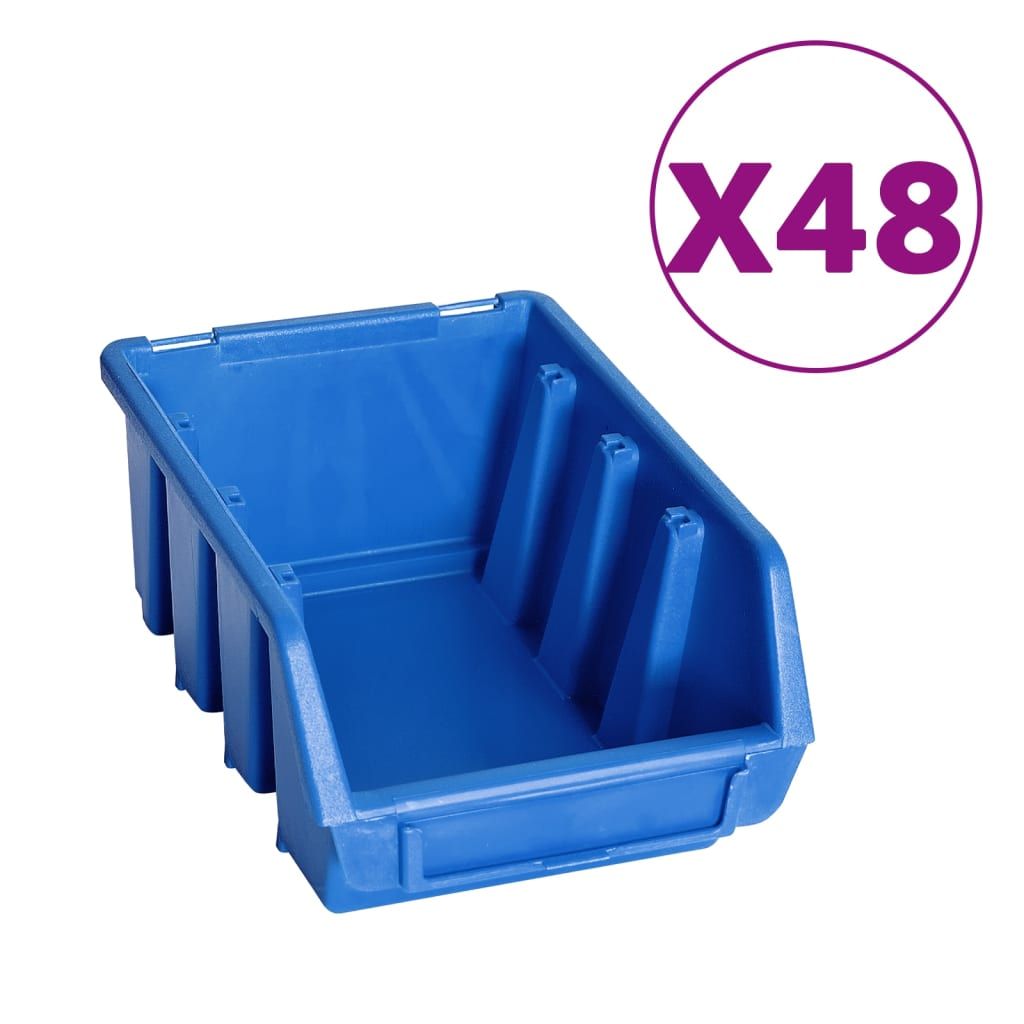 Kit Contenitori 128 pz con Pannelli a Parete Blu e Nero vidaXL