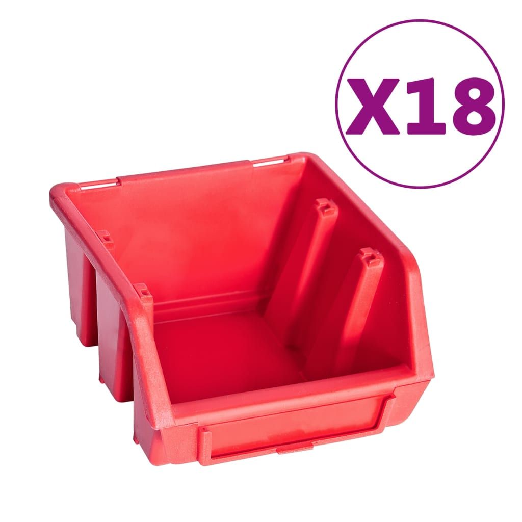 Kit Contenitori 80 pz con Pannelli a Parete Rosso e Nero vidaXL
