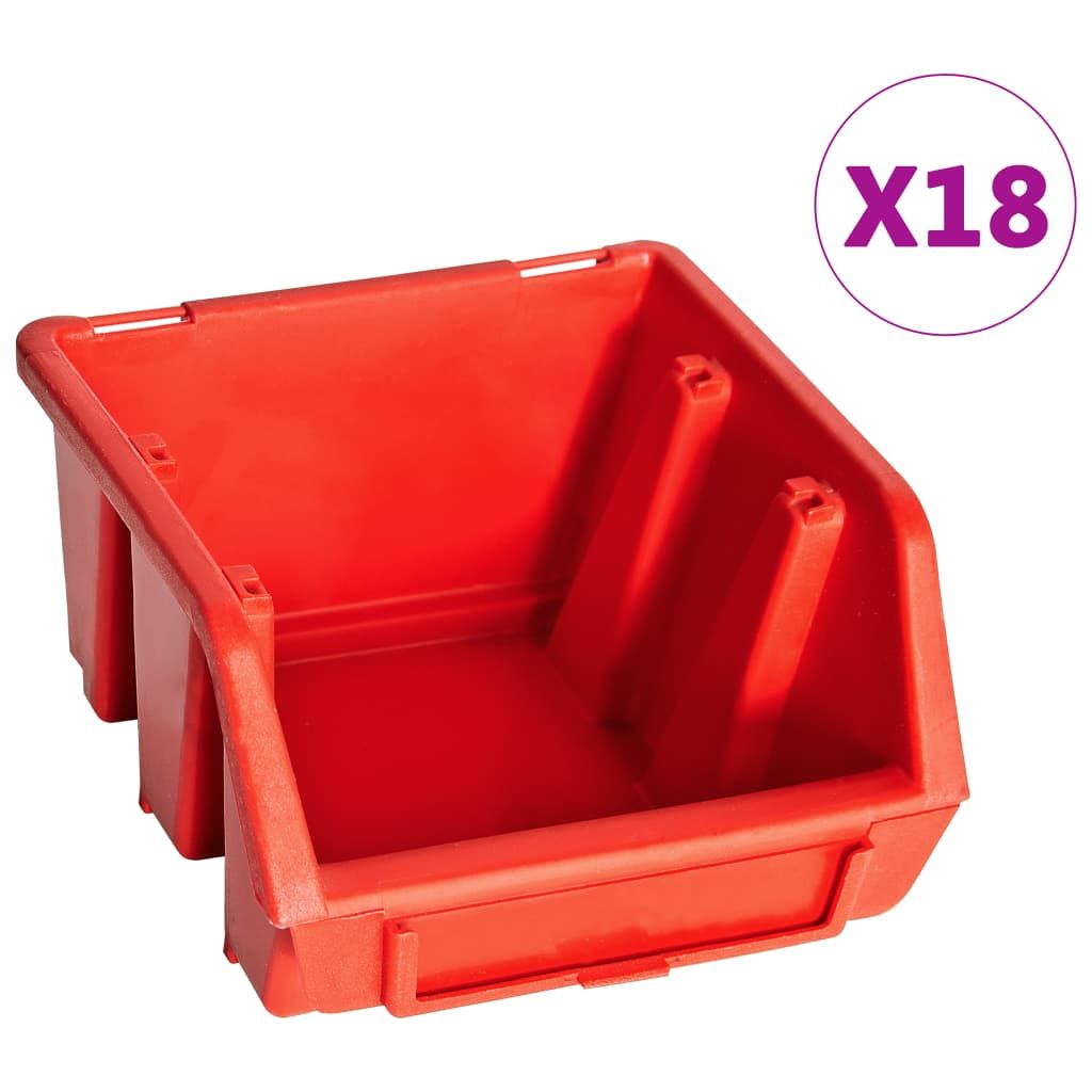 Kit Contenitori 32 pz con Pannelli a Parete Rosso e Nero vidaXL
