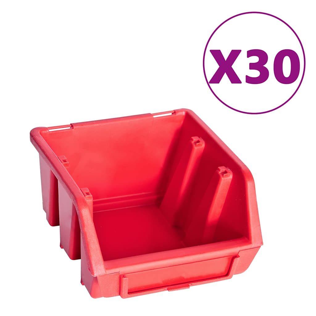 Kit Contenitori 136 pz con Pannelli a Parete Rosso e Nero vidaXL