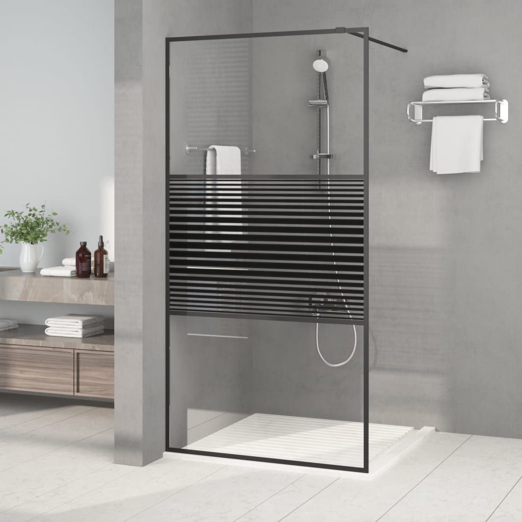 Parete Doccia Walk in Nero 100x195 cm Vetro Trasparente ESG vidaXL
