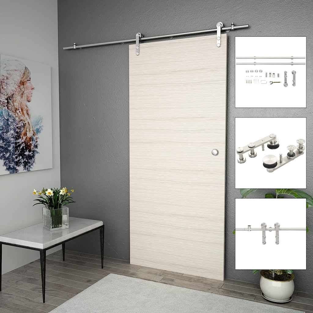 Kit Binari Porta Scorrevole 183cm Acciaio Inossidabile Argento vidaXL