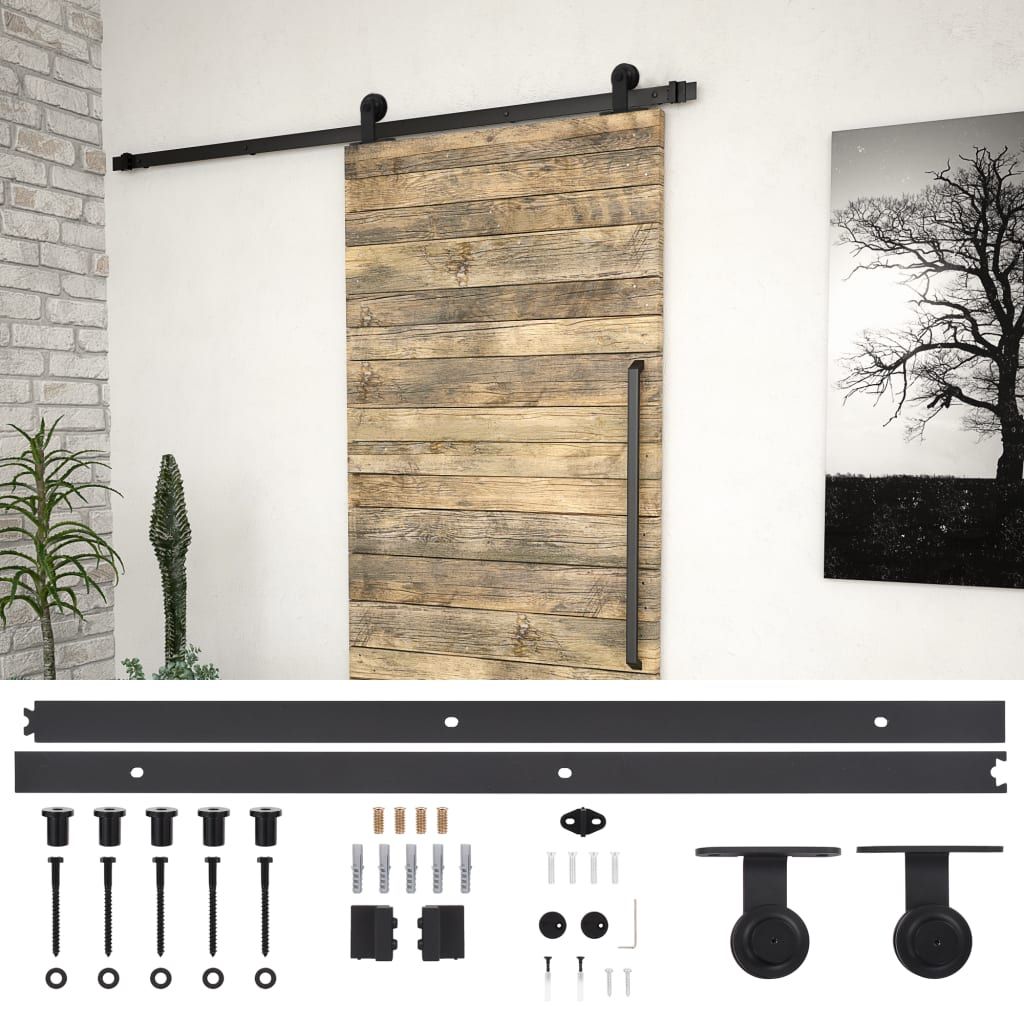Kit di Binari per Porte Scorrevoli SKIEN 183 cm Acciaio Nero vidaXL