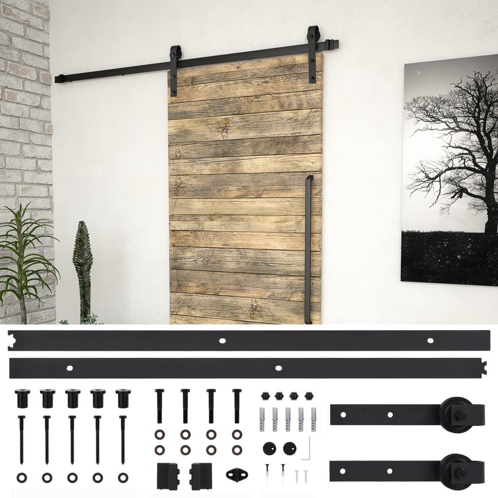 Kit di Binari per Porte Scorrevoli SKIEN 183 cm Acciaio Nero vidaXL