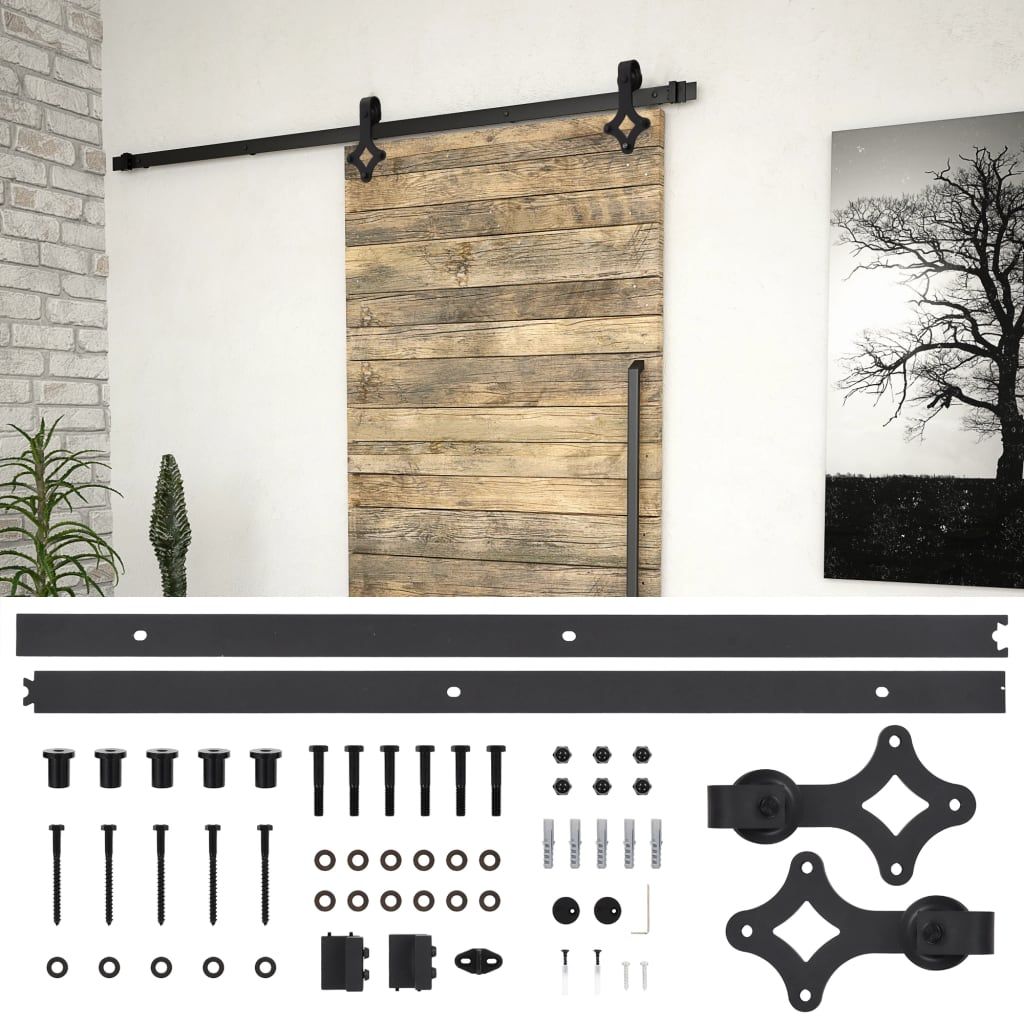 Kit di Binari per Porte Scorrevoli SKIEN 183 cm Acciaio Nero vidaXL