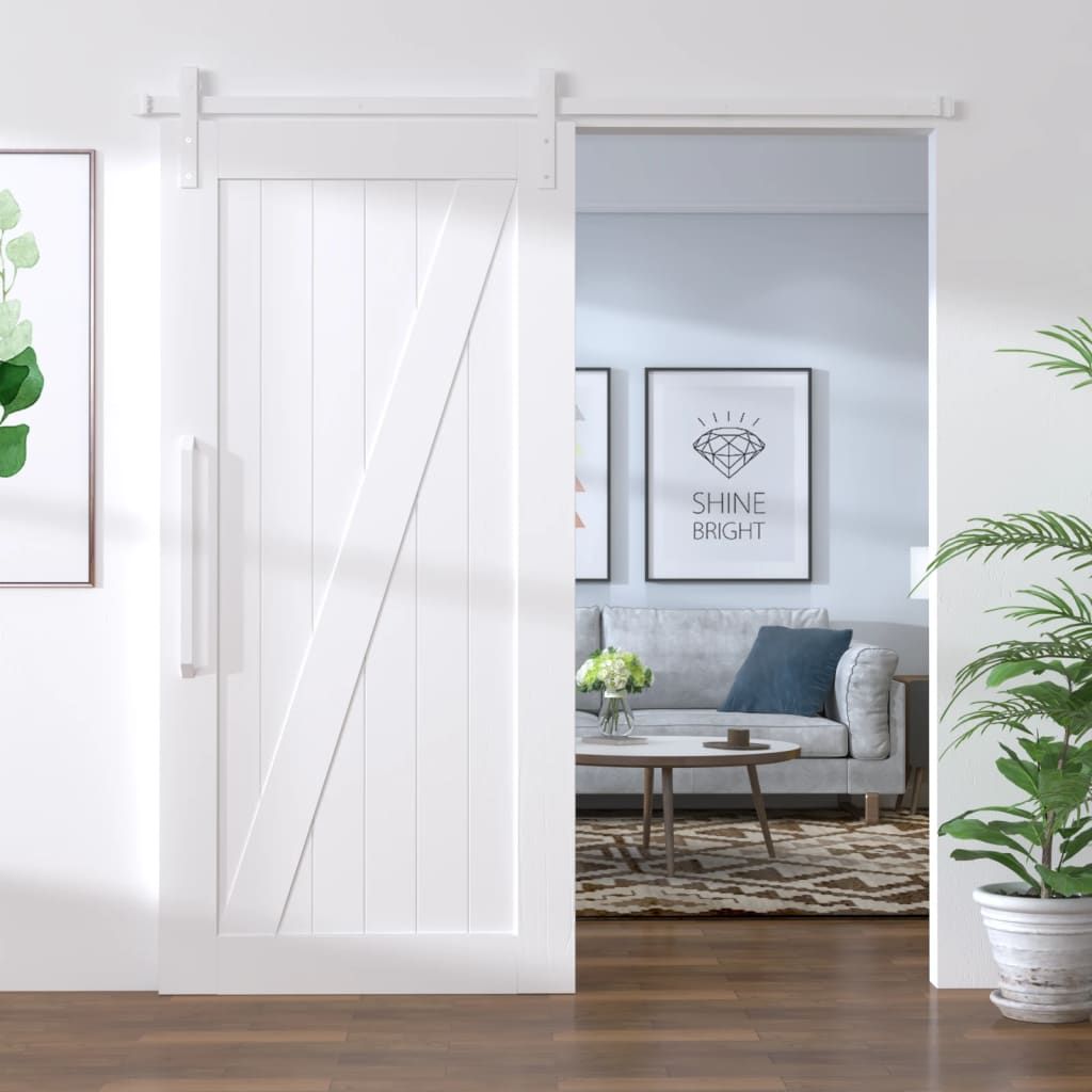 Kit Accessori per Porta Scorrevole 200 cm in Acciaio Bianco vidaXL
