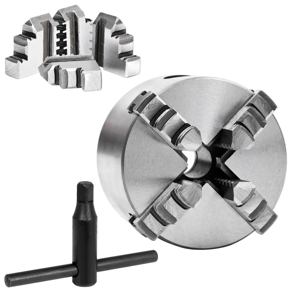 Mandrino per Tornio a 4 Griffe Autocentrante 80 mm in Acciaio K12 80 vidaXL