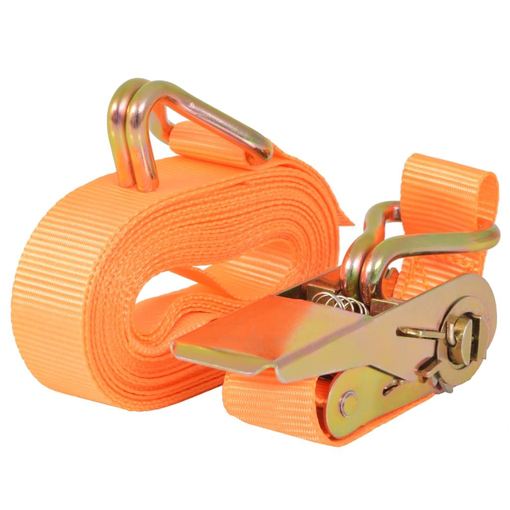 Cinghie d'Ancoraggio 10 pz a Cricchetto 0,4 T 6mx25mm Arancione vidaXL
