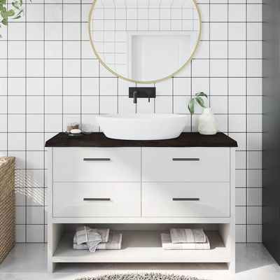 Piano Bagno Marrone Scuro 120x60x(2-4)cm Legno Trattato vidaXL