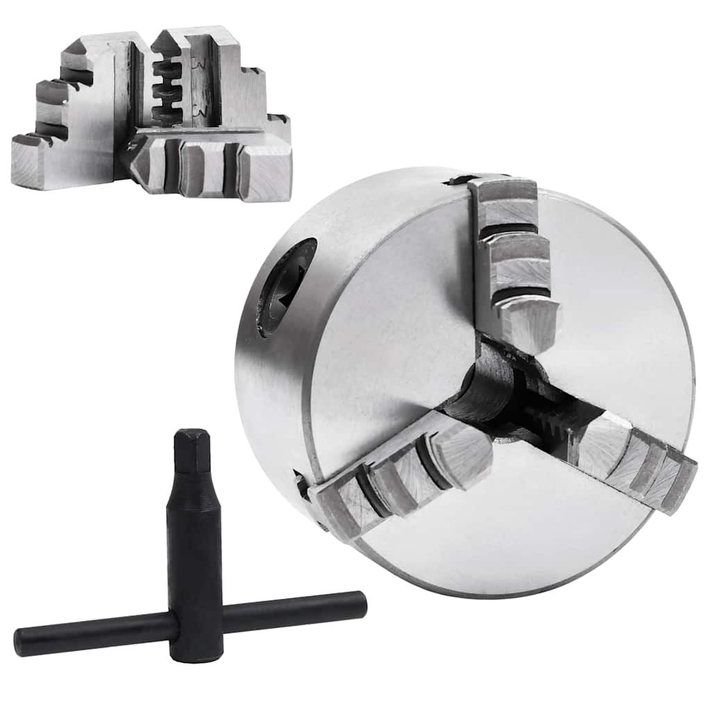 Mandrino per Tornio a 3 Griffe Autocentrante 80 mm in Acciaio K11 80 vidaXL