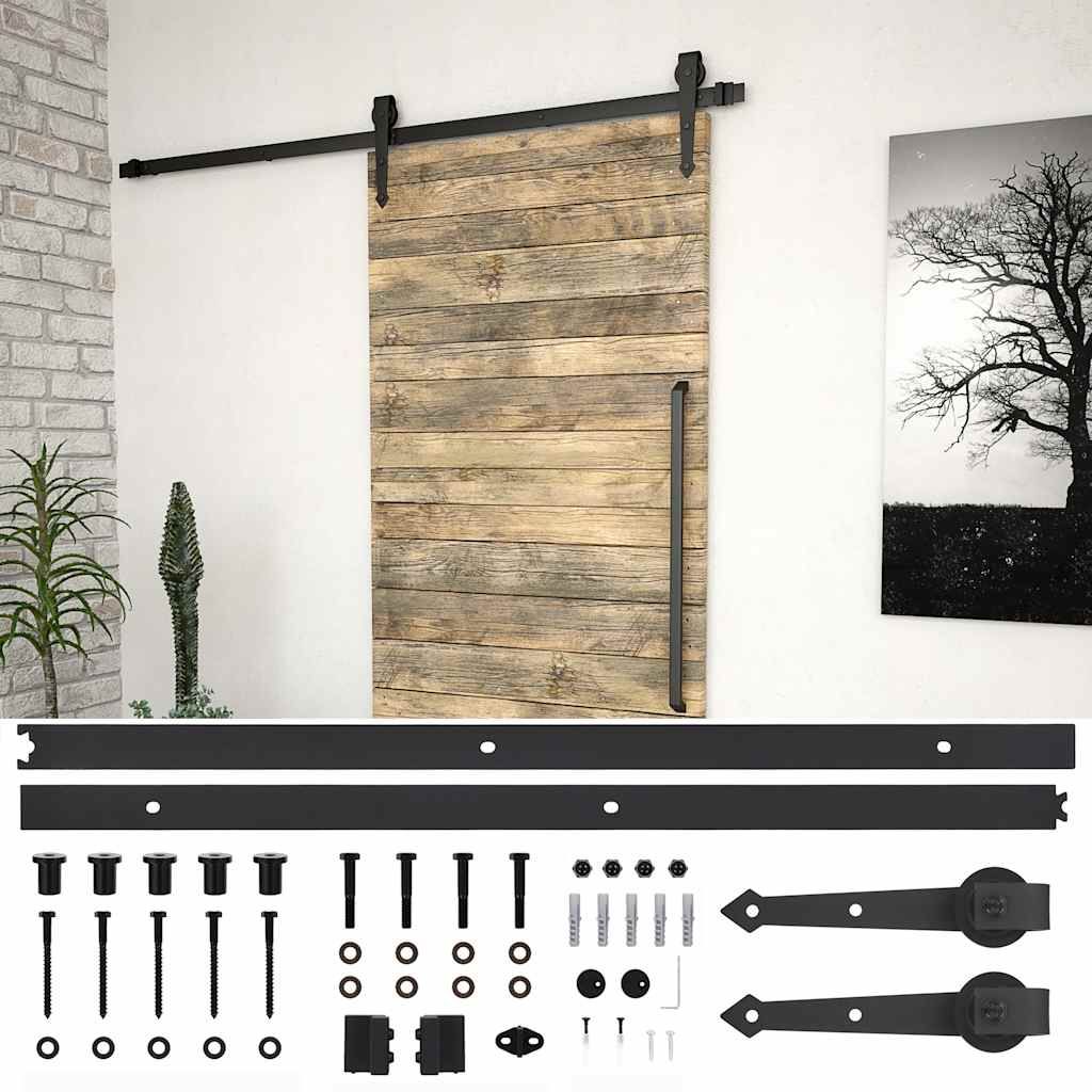 Kit di Binari per Porte Scorrevoli SKIEN 200 cm Acciaio Nero vidaXL
