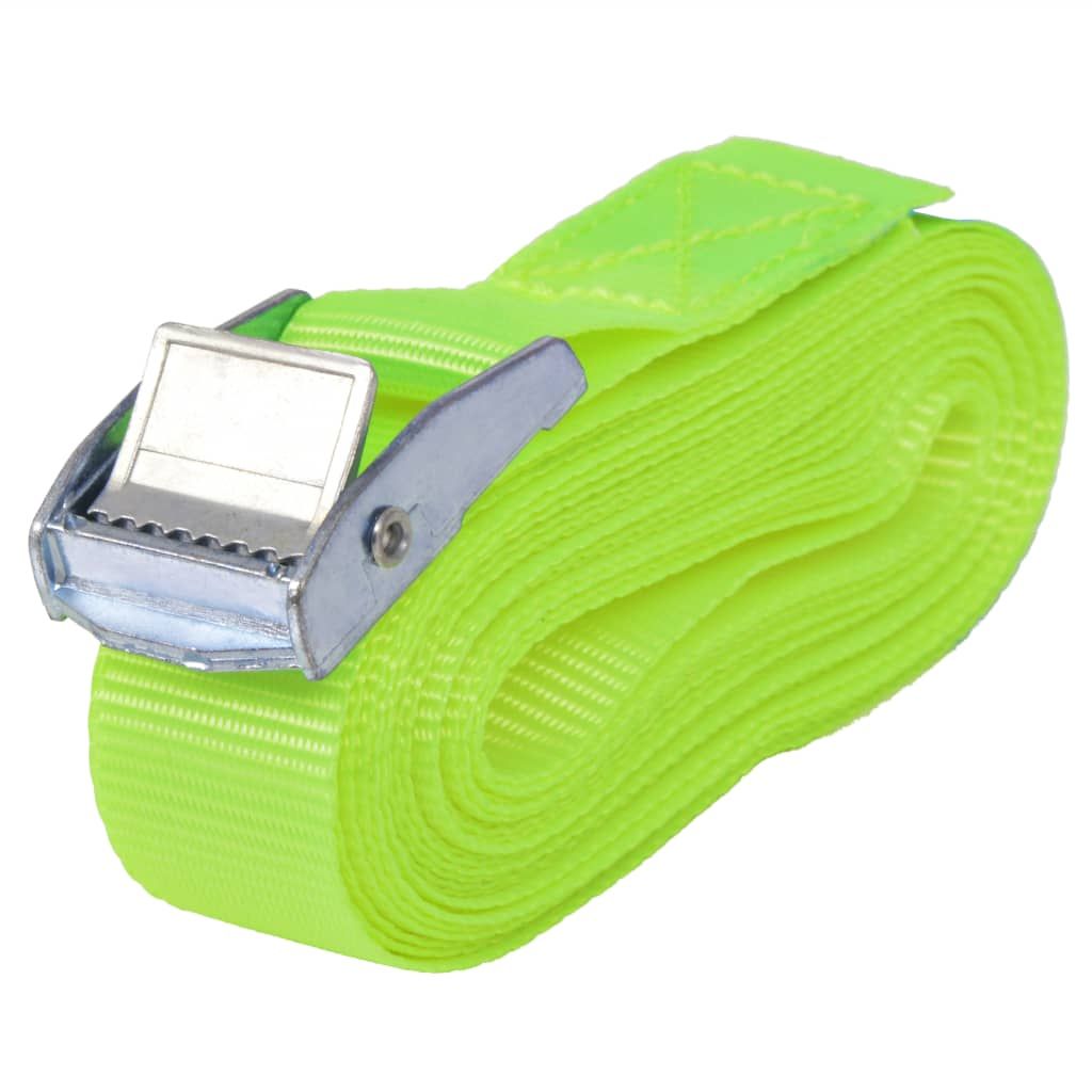 Cinghie 10 pz 0,25 Tonnellate 5mx25 mm Verde Fluo vidaXL