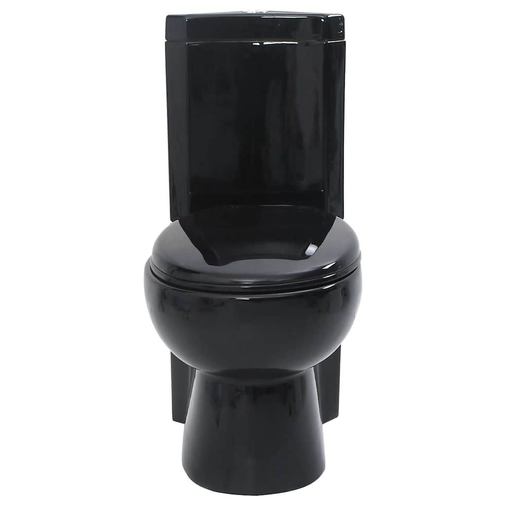 Vaso WC in Ceramica da Bagno ad Angolo Nero vidaXL