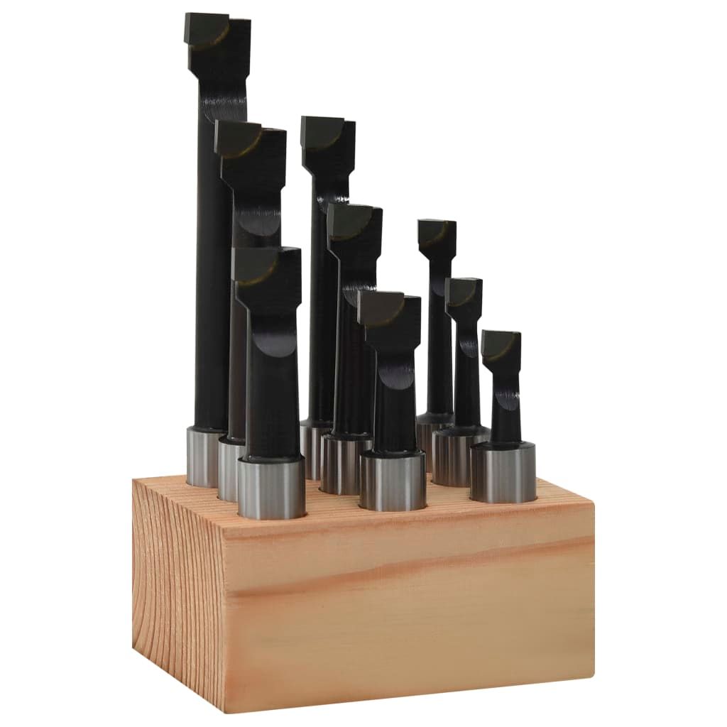 Frese di Foraggio 9 pz 12 mm con Base in Legno vidaXL