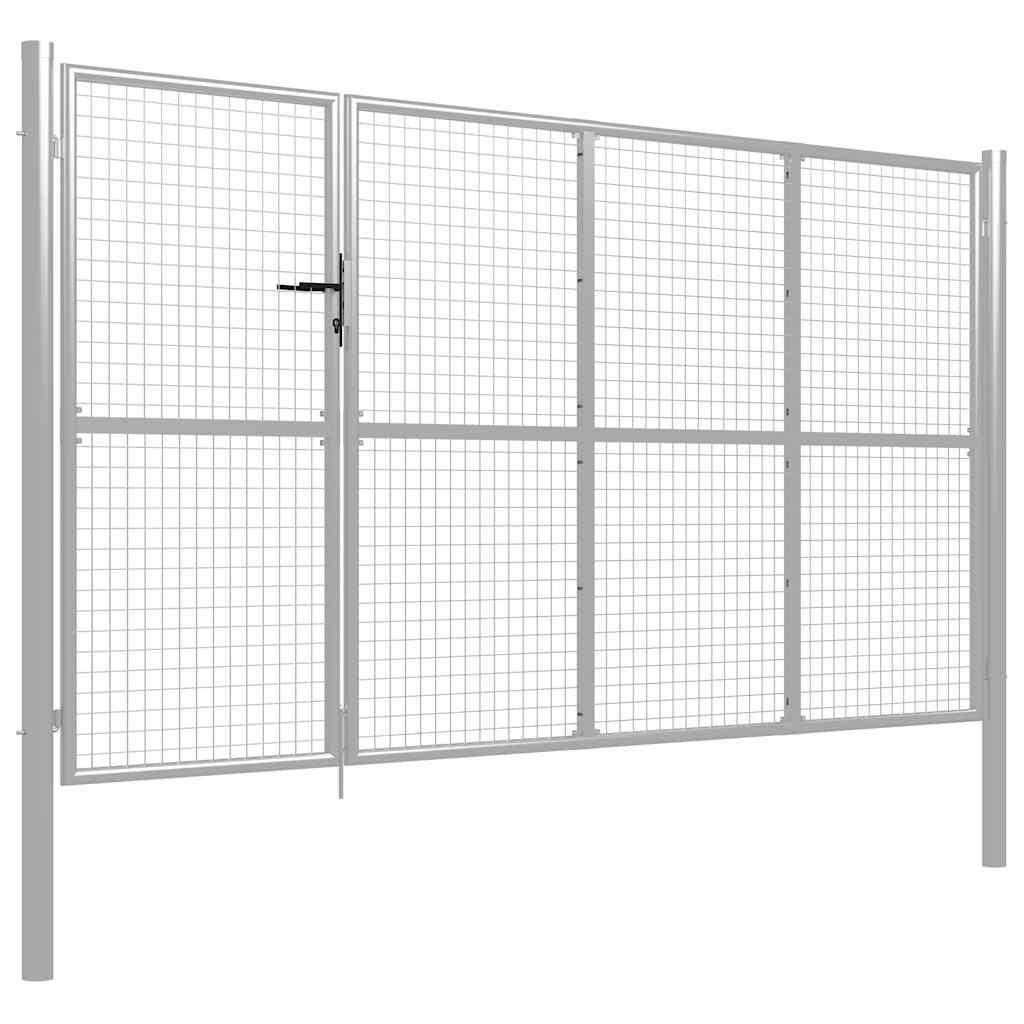 Cancello da Giardino in Acciaio 350x175 cm Argento vidaXL
