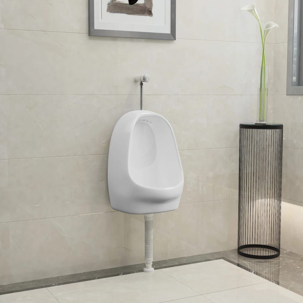 Orinatoio Sospeso con Sciacquone in Ceramica Bianco vidaXL