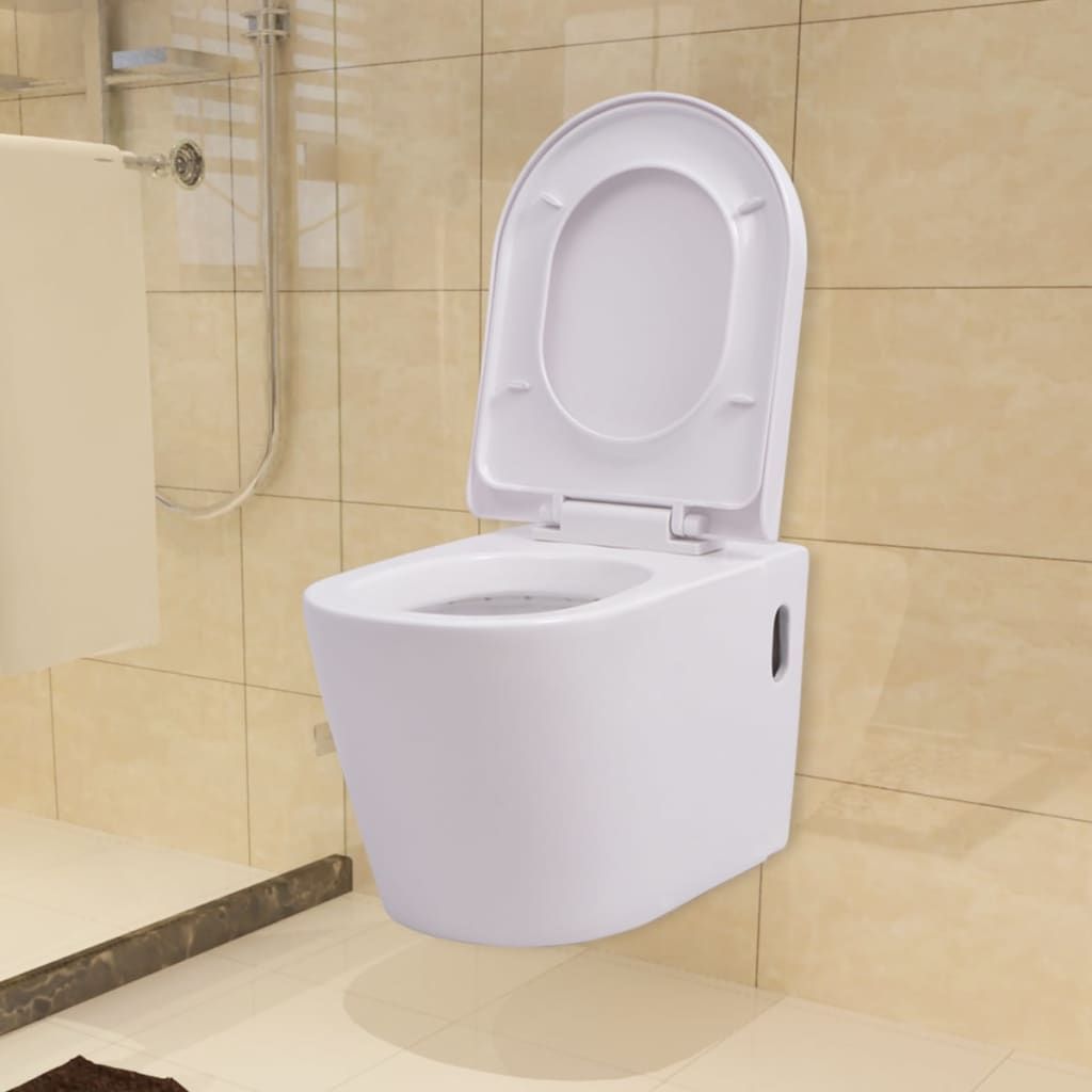 WC Sospeso in Ceramica Bianca vidaXL