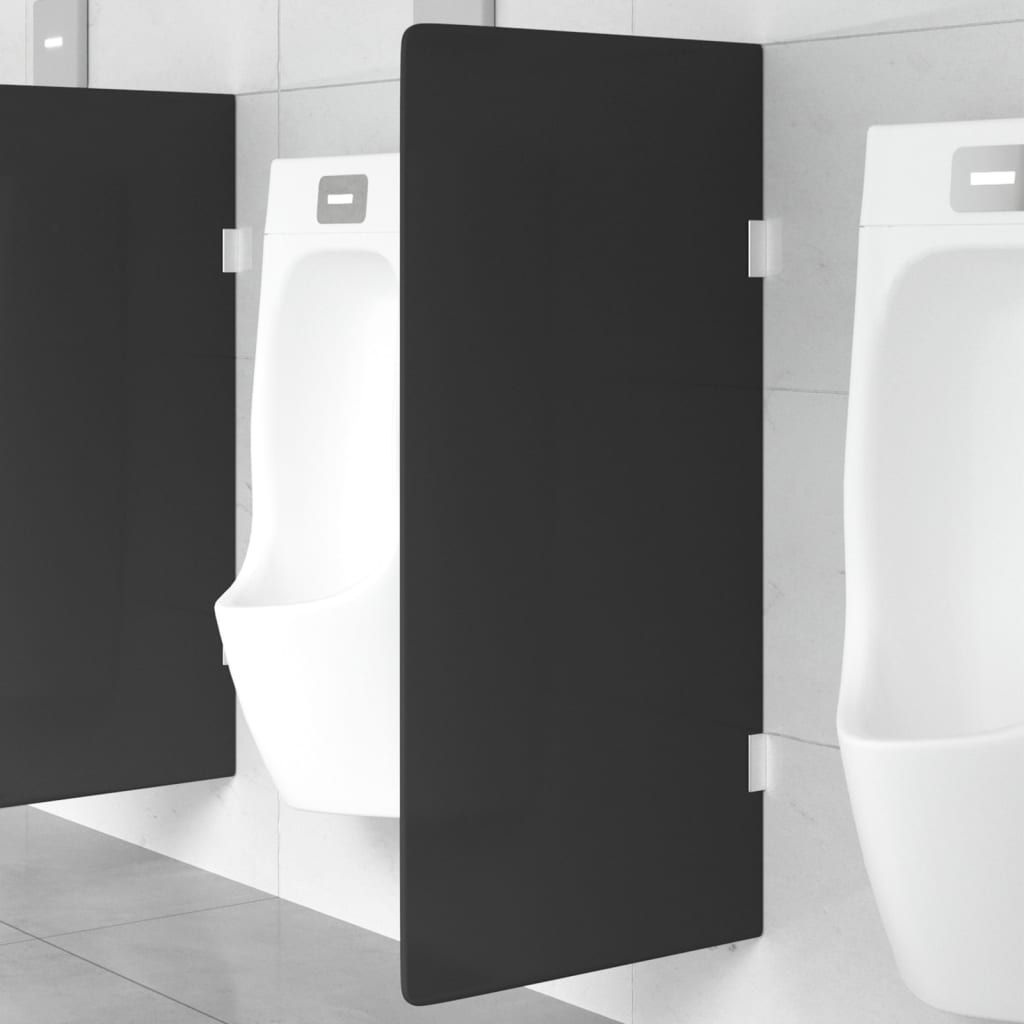 Schermo Orinatoio Parete Privacy Nero 90x40 cm Vetro Temperato vidaXL