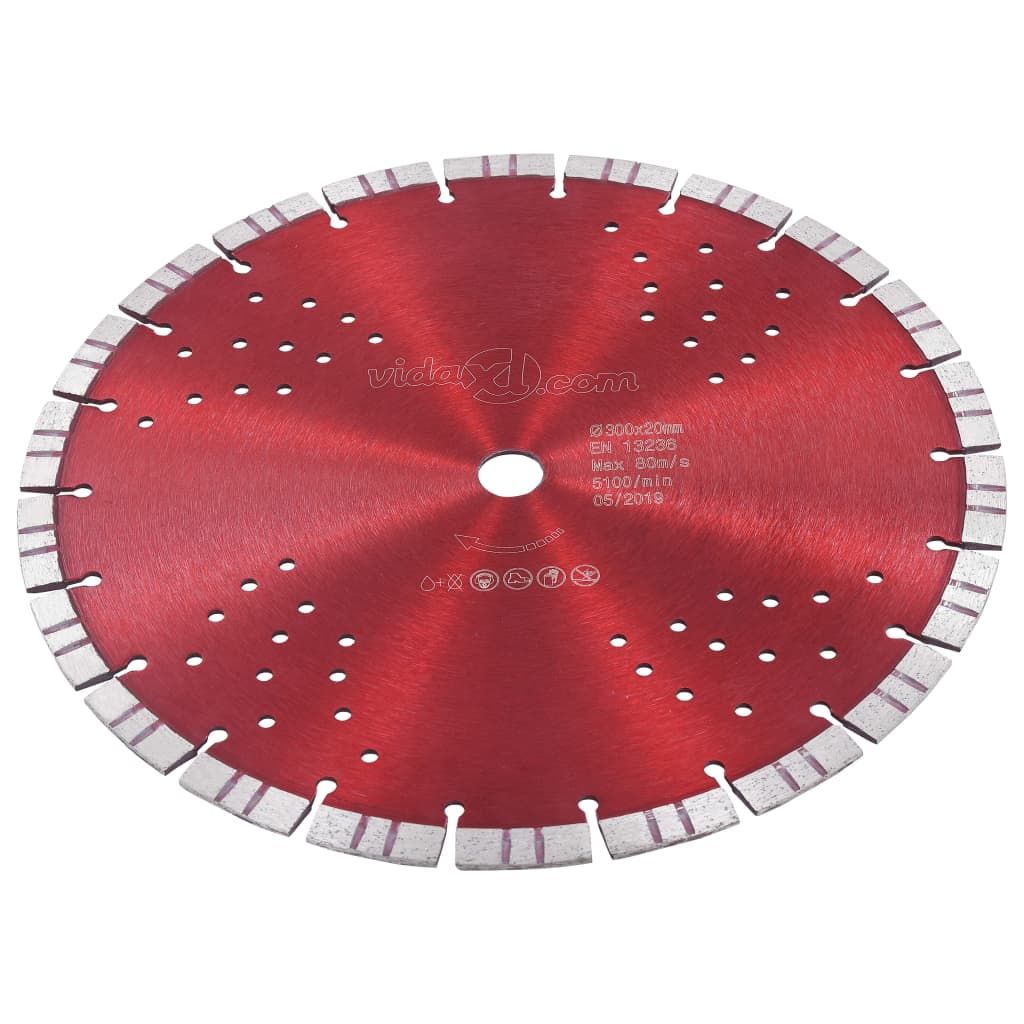 Disco da Taglio Diamantato con Turbo e Fori in Acciaio 300 mm vidaXL
