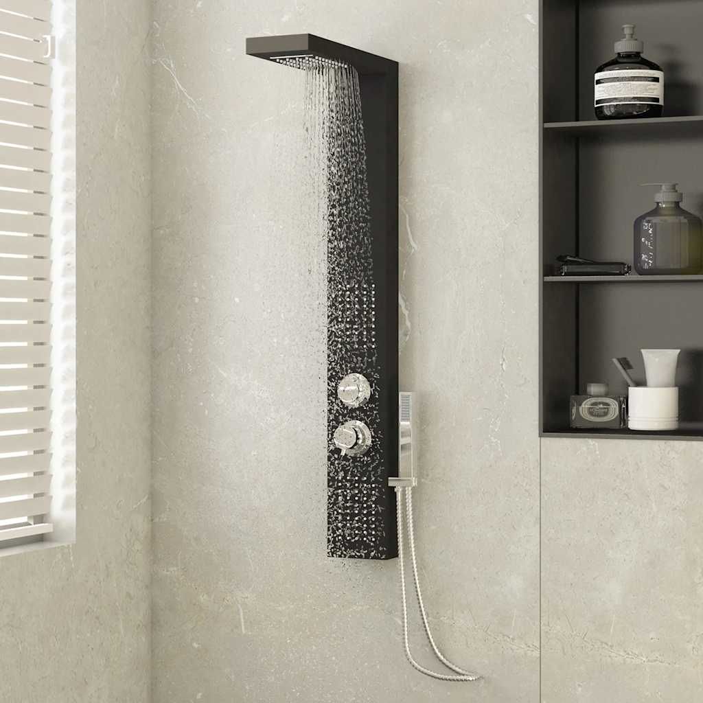 Pannello Doccia in Alluminio Nero vidaXL