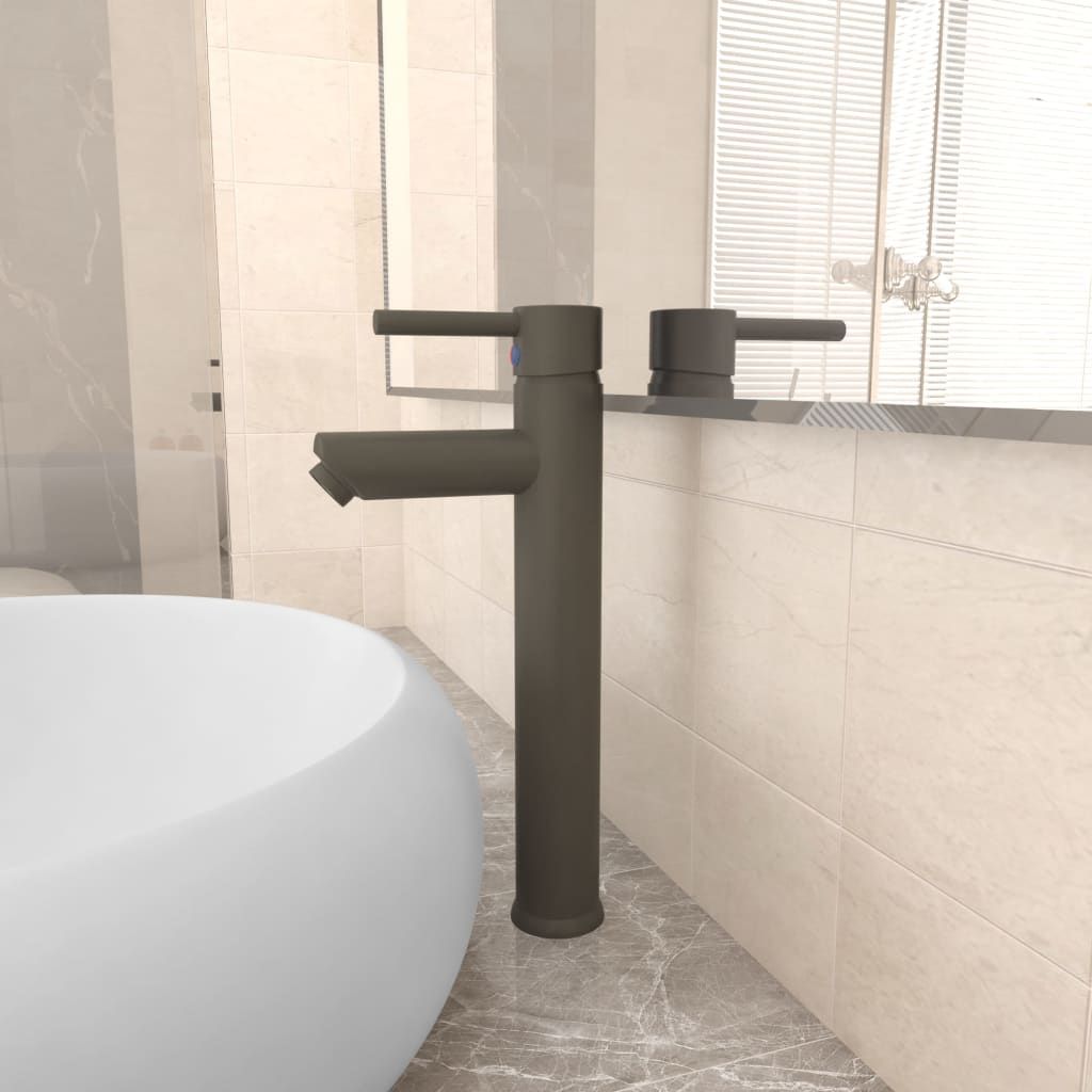 Rubinetto Miscelatore da Bagno Grigio 12x30 cm vidaXL