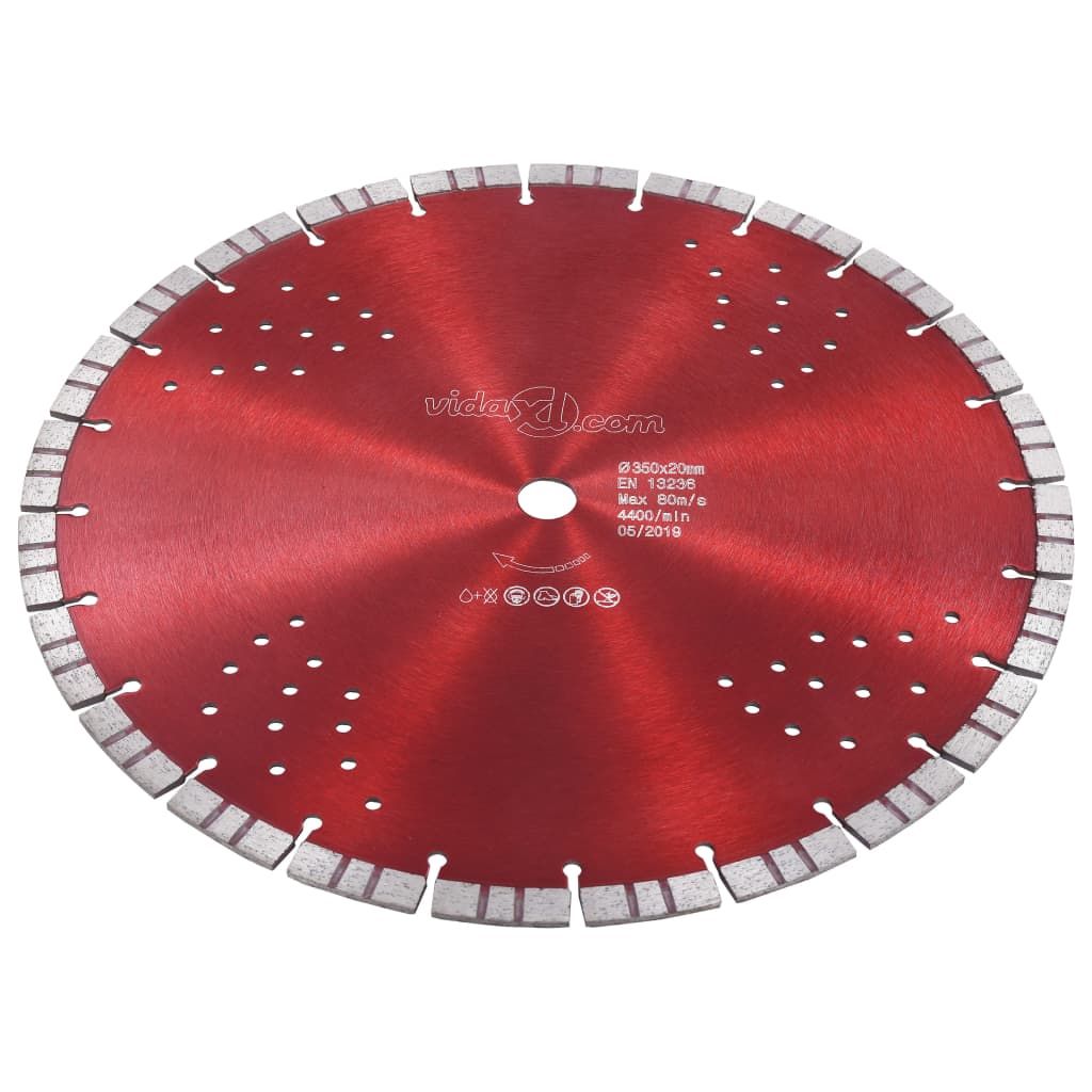 Disco da Taglio Diamantato con Turbo e Fori in Acciaio 350 mm vidaXL