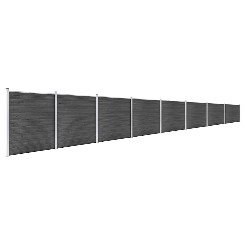 Set Pannelli di Recinzione in WPC 1391x186 cm Nero vidaXL