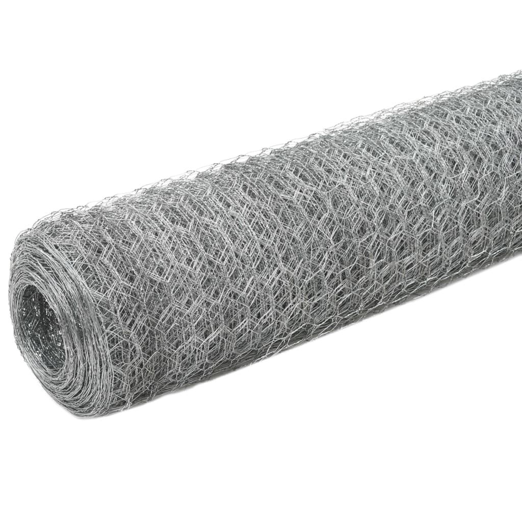 Recinzione in Rete per Pollaio Acciaio Zincato 25x1,2m Argento vidaXL