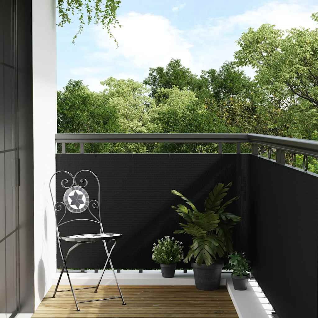 Paravento da Balcone Nero 500x100 cm in Polyrattan vidaXL