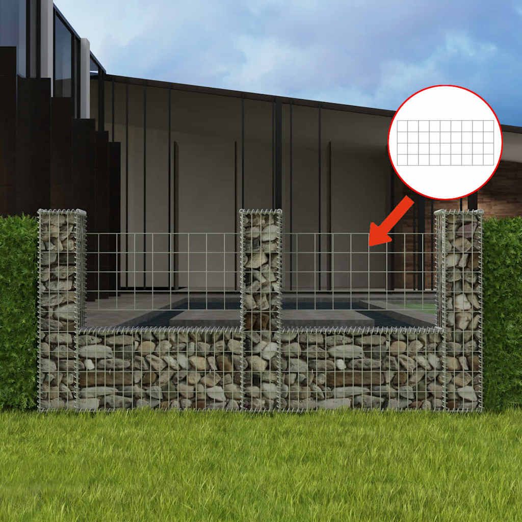 Gabbione in Rete ad U in Acciaio Zincato 240x20x100 cm vidaXL